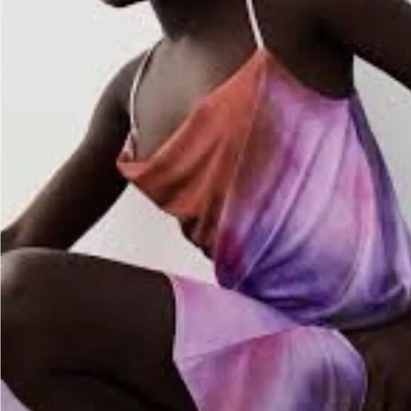 Zara Multi Color thin strap dress Asymmetrical hem line - Picture 8 of 10